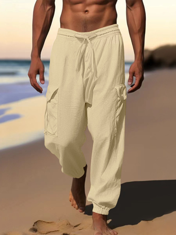 Pantalon Cargo Homme Essentiel : Poches Multiples et Confort Optimal Khaki Craquelé