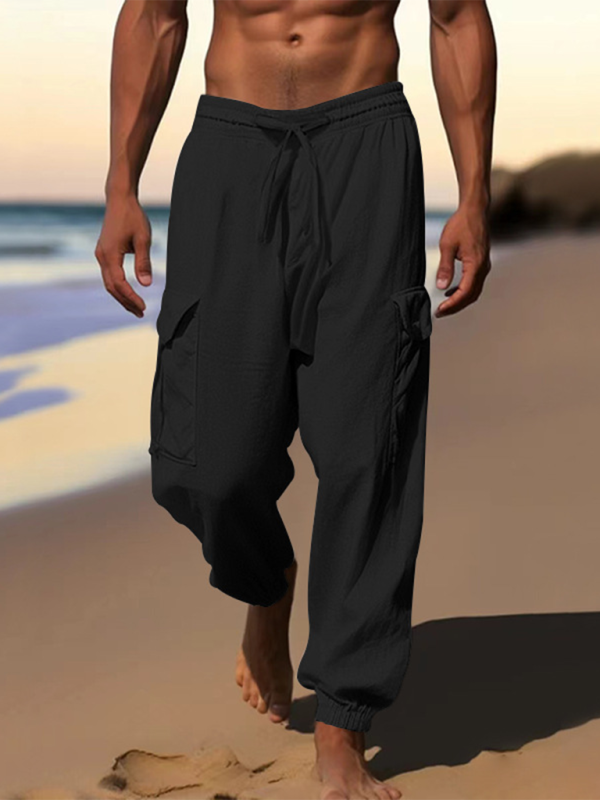 Pantalon Cargo Homme Essentiel : Poches Multiples et Confort Optimal Noir