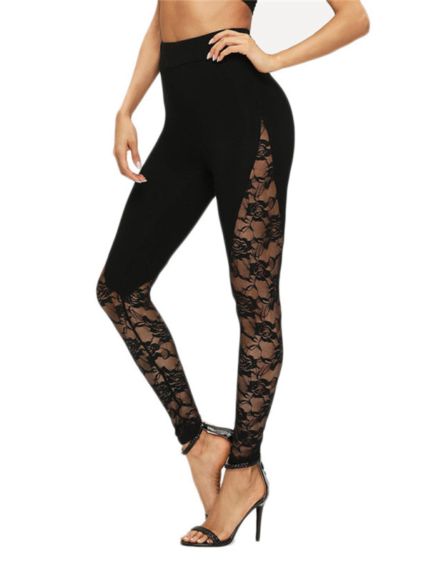 Legging Yoga Sport Dentelle Ajourée Performance Féminin