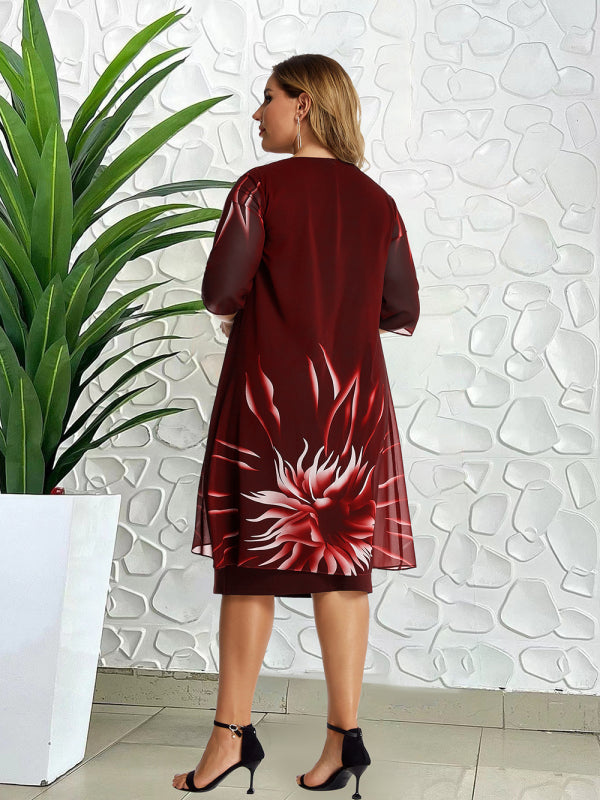 Robe grande taille élégante en maille dentelle chic