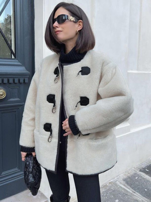 Cardigan Femme Cachemire Élégant avec Fermeture Métallique Blanc