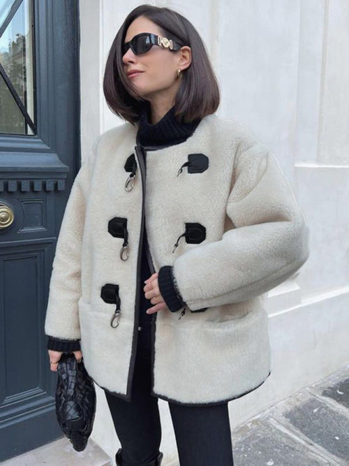 Cardigan Femme Cachemire Élégant avec Fermeture Métallique Blanc