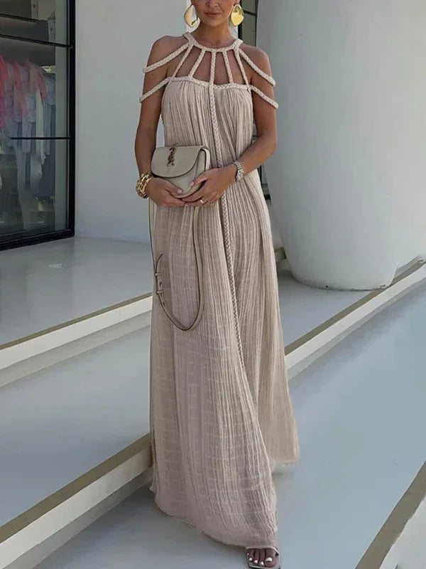 Robe Décontractée Cordon Serrage Vacances Ample Été - Oléna-Fashion