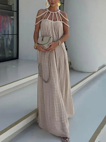 Robe Décontractée Cordon Serrage Vacances Ample Été - Oléna-Fashion