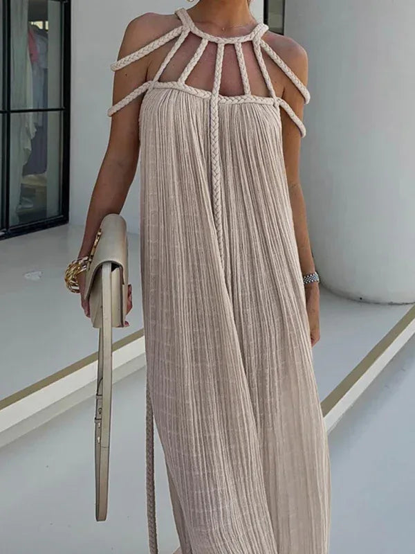 Robe Décontractée Cordon Serrage Vacances Ample Été - Oléna-Fashion