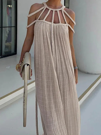 Robe Décontractée Cordon Serrage Vacances Ample Été - Oléna-Fashion