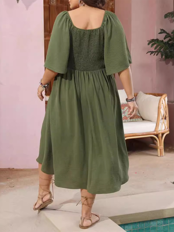 Robe grande taille à nœud col V élégante et tendance