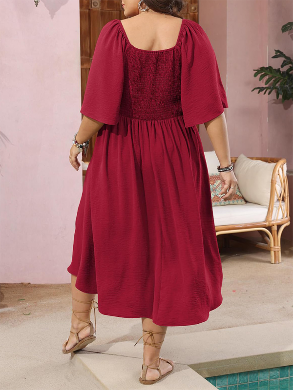 Robe grande taille à nœud col V élégante et tendance