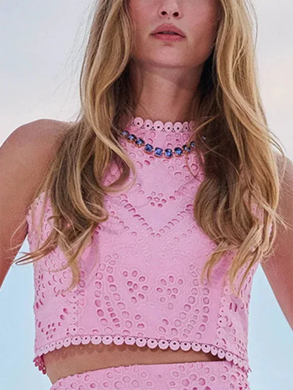 Ensemble Deux Pièces Femme Ample Haut Sans Manches Jupe Longue - Oléna-Fashion