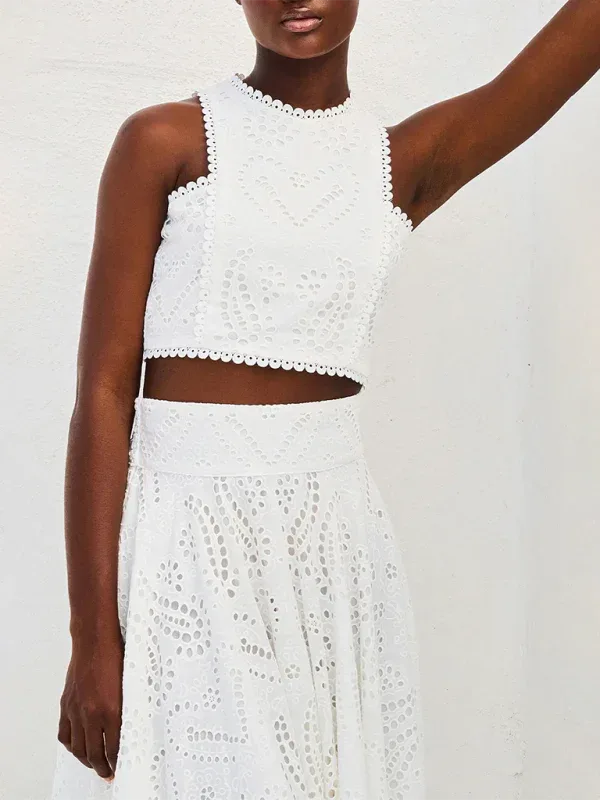 Ensemble Deux Pièces Femme Ample Haut Sans Manches Jupe Longue - Oléna-Fashion