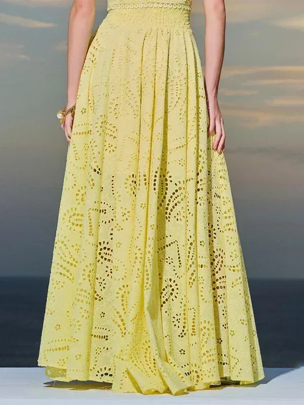 Ensemble Deux Pièces Femme Ample Haut Sans Manches Jupe Longue - Oléna-Fashion