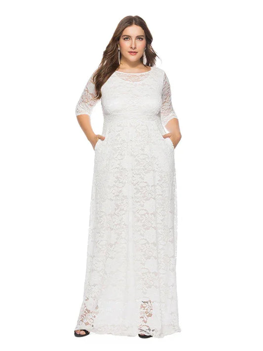 Robe élégante grande taille en dentelle – Charme intemporel - Oléna-Fashion
