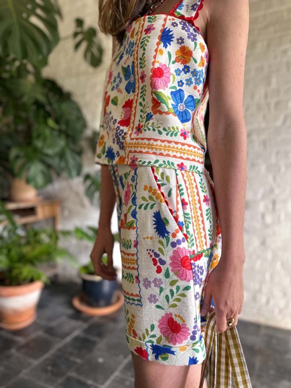 Ensemble Décontracté Deux Pièces à Imprimé Floral Tendance - Vacances