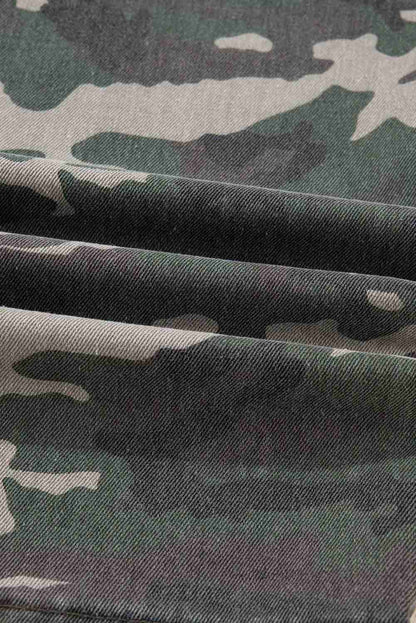 Jean Cargo Large Vert Camouflage Multi-Poches Wide Leg Femme by Shewin