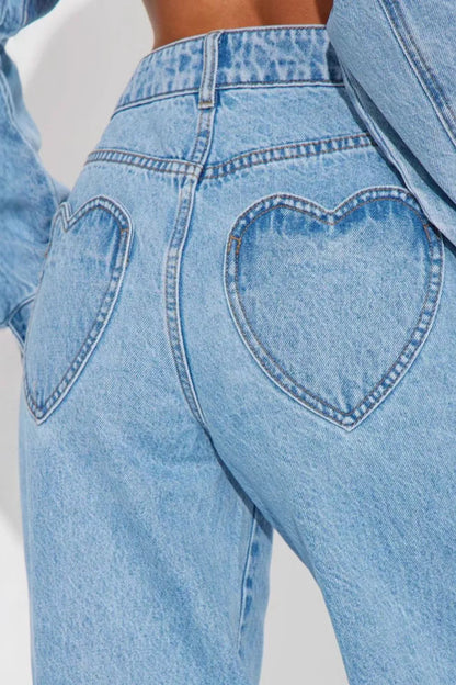 Jean femme taille haute à jambes larges en bleu clair – vue 3