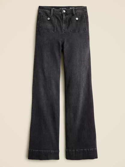 Jean femme taille haute avec poches, zip et boutons – vue 10