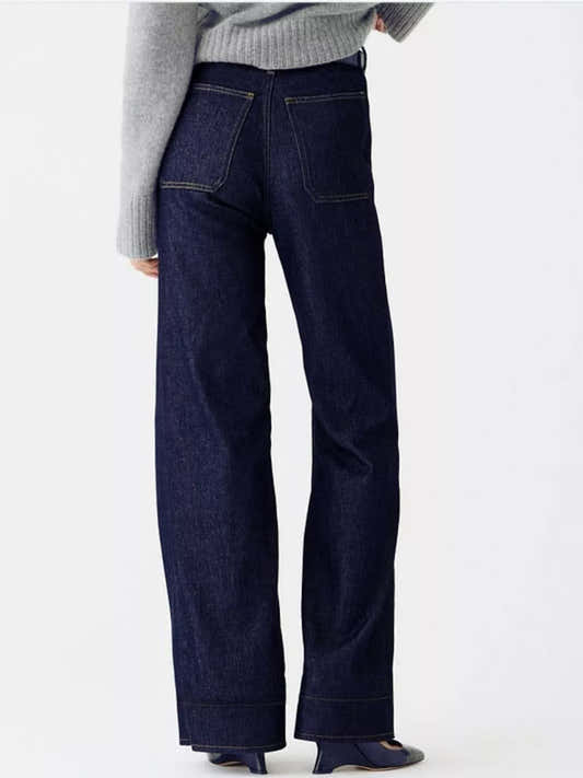 Jean femme taille haute avec poches, zip et boutons – vue 2