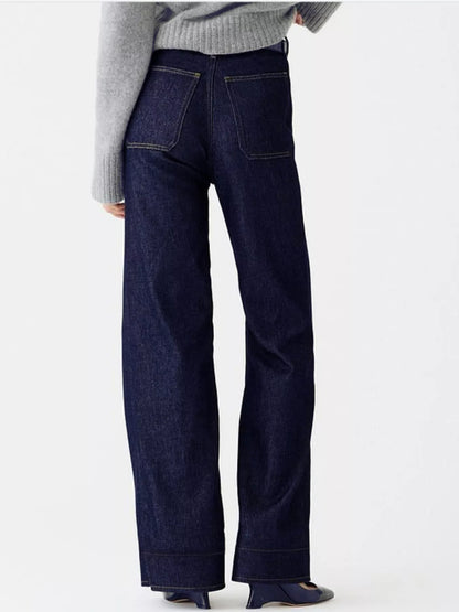 Jean femme taille haute avec poches, zip et boutons – vue 2