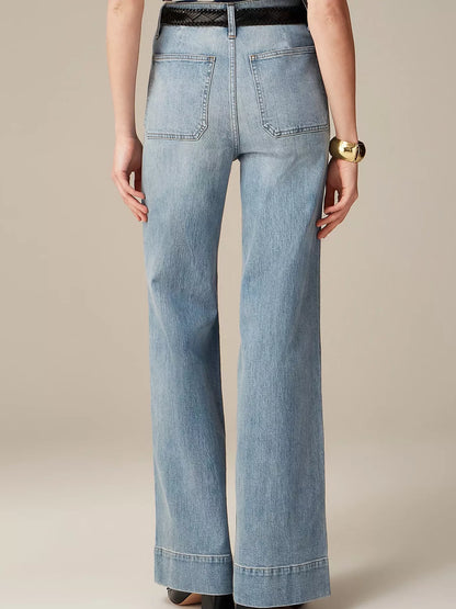 Jean femme taille haute avec poches, zip et boutons – vue 6
