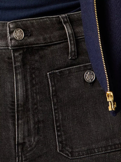 Jean femme taille haute avec poches, zip et boutons – vue 9