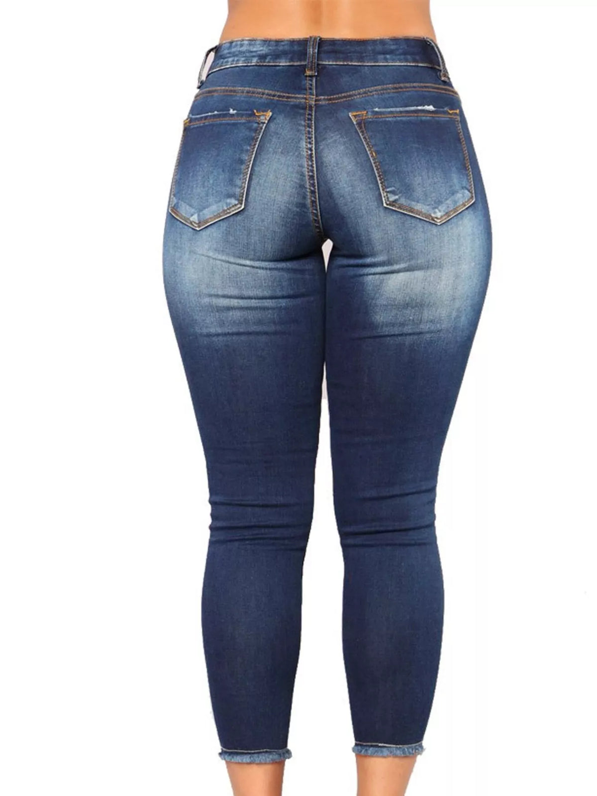 Jean moulant femme en denim délavé à effet usé – vue 4
