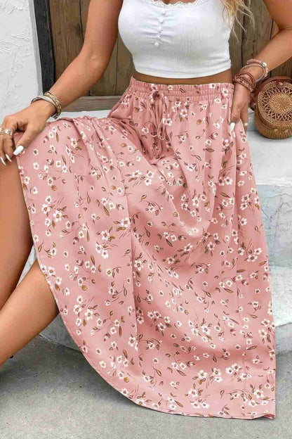 Jupe Grandes Tailles Imprimé Floral Cordon Taille Fluide Oléna-Fashion