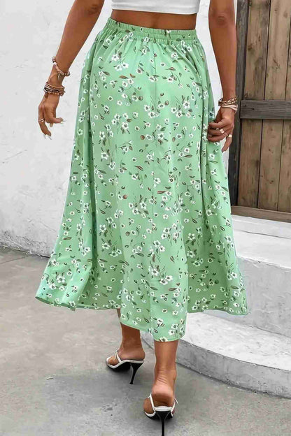 Jupe Grandes Tailles Imprimé Floral Cordon Taille Fluide Oléna-Fashion