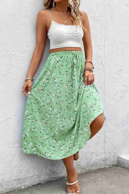 Jupe Grandes Tailles Imprimé Floral Cordon Taille Fluide Oléna-Fashion