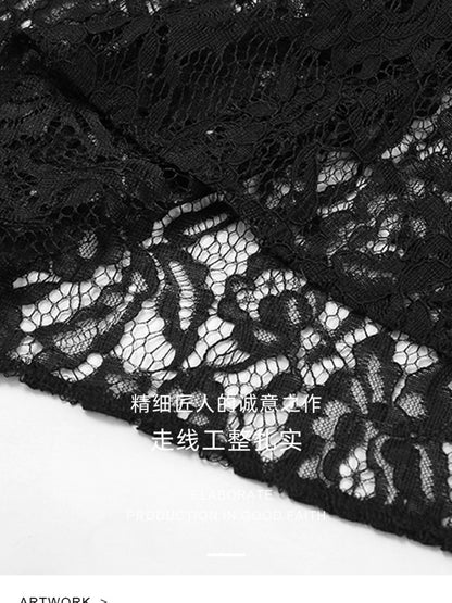 Jupe longue en dentelle noire pour femme – vue 10