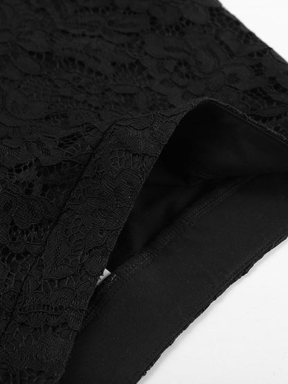 Jupe longue en dentelle noire pour femme – vue 9