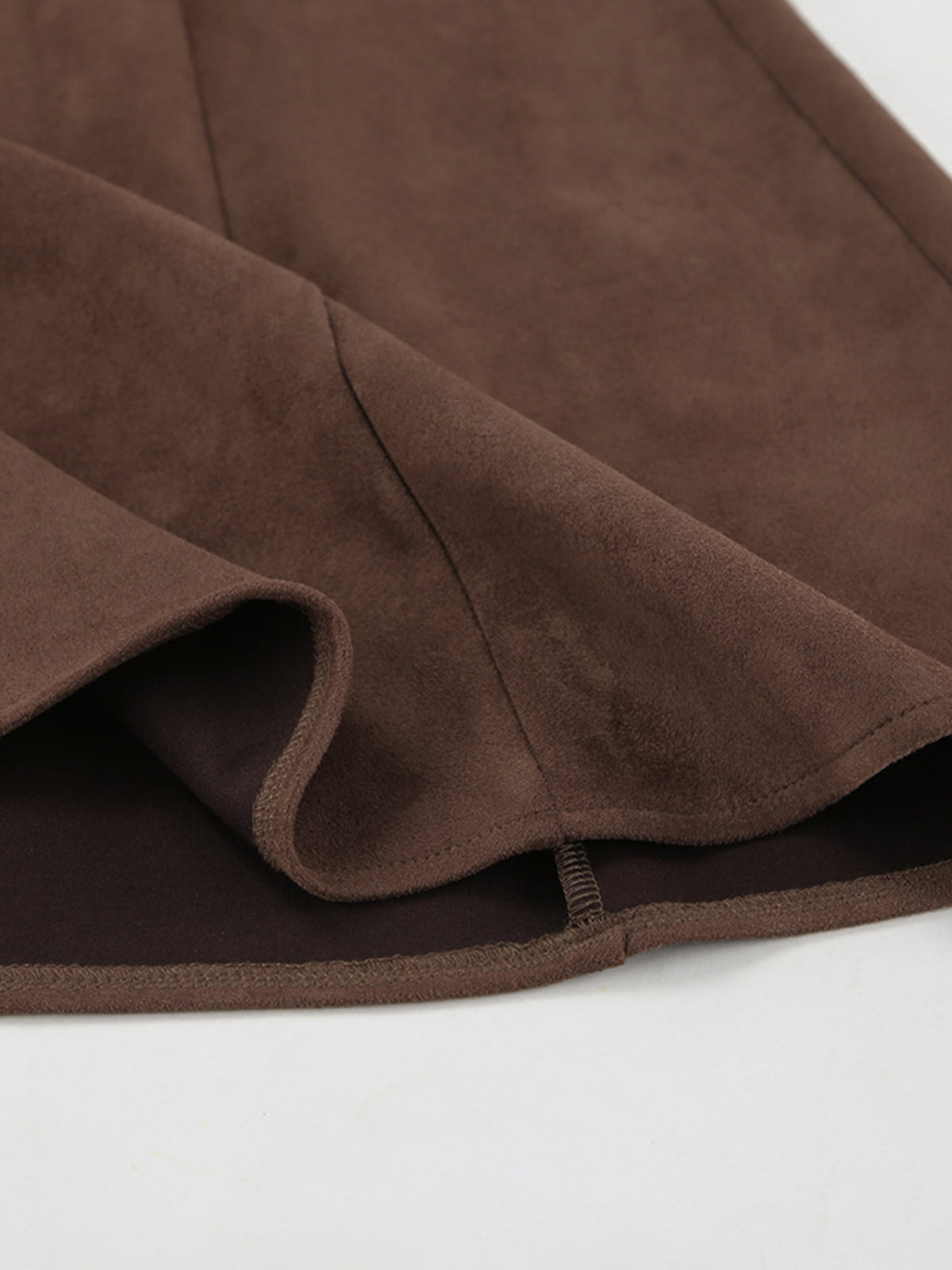 Jupe midi effet daim marron foncé pour femme – vue 13