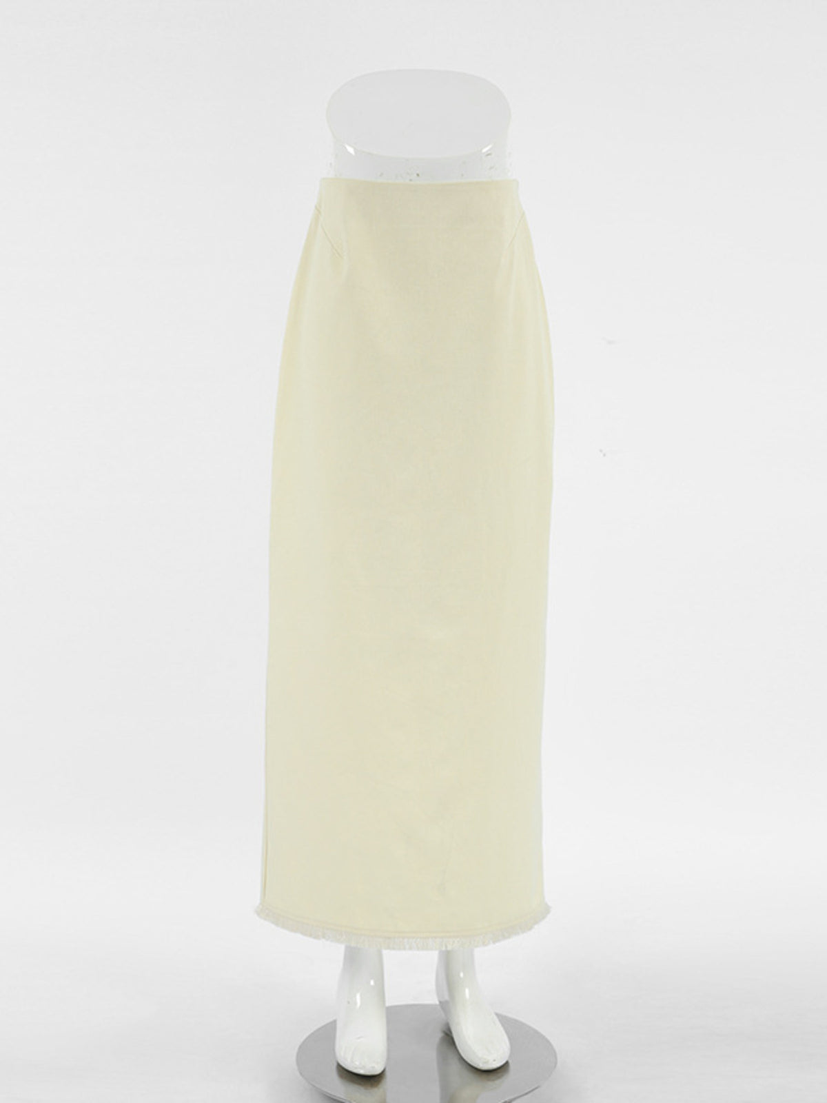 Jupe midi fendue en coton beige pour femme – vue 5