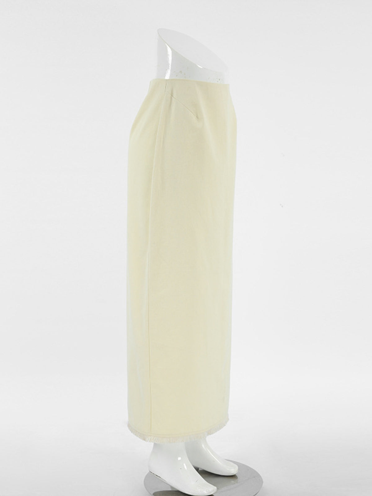 Jupe midi fendue en coton beige pour femme – vue 6