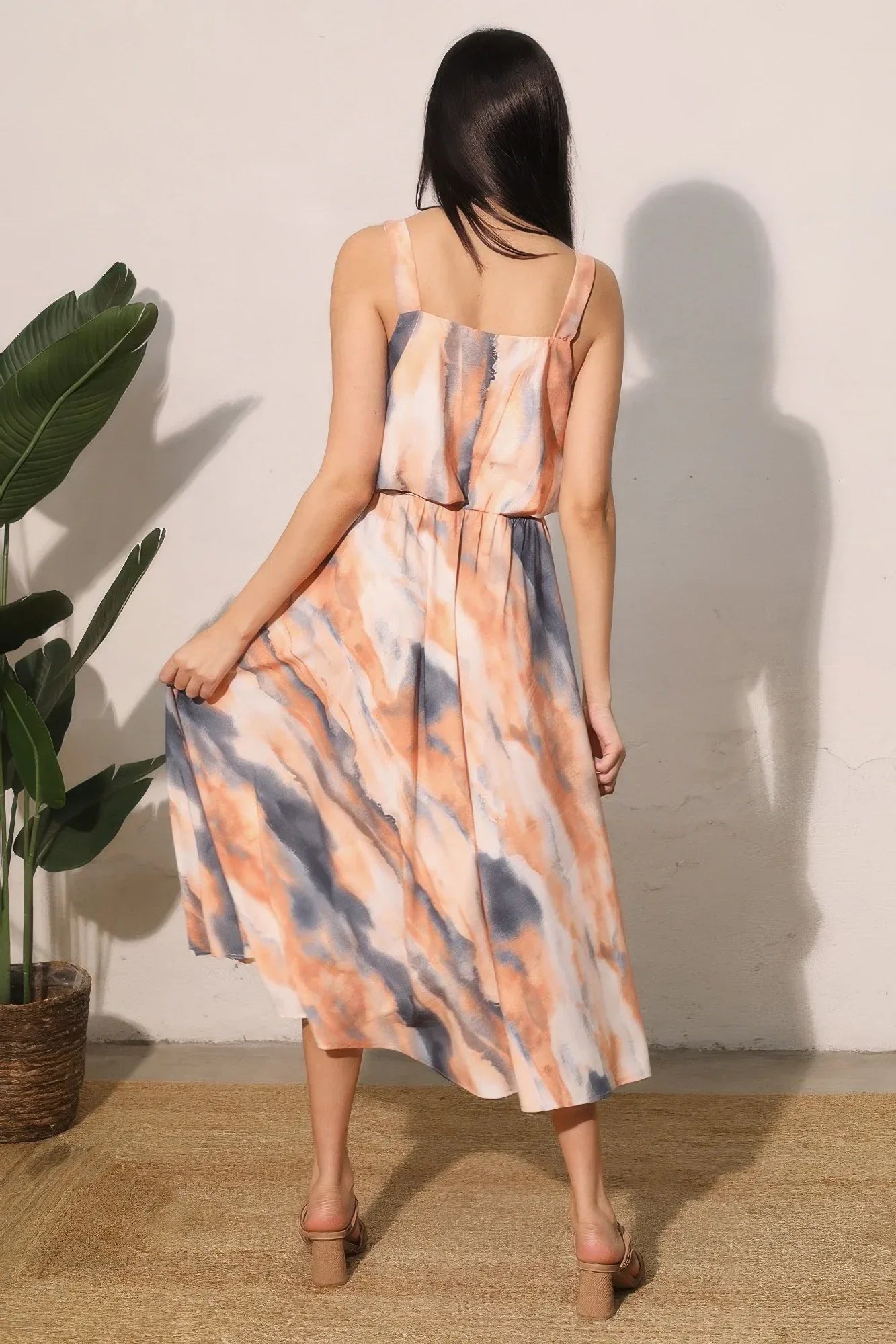 Jupe Midi Tie-Dye Femme Swing Nuage Pêche by Tyche