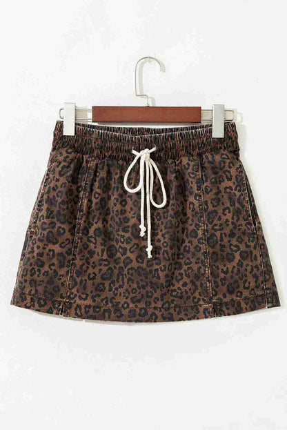 Jupe-Short Jean Léopard Femme - Taille Élastique Cordon by Dear-Lover Dropshipping