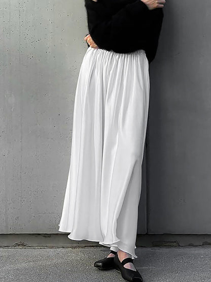 Jupe à taille élastique et poches blanche pour femme – vue 2