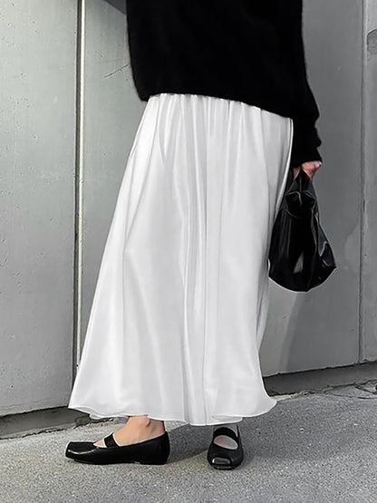 Jupe à taille élastique et poches blanche pour femme – vue 3