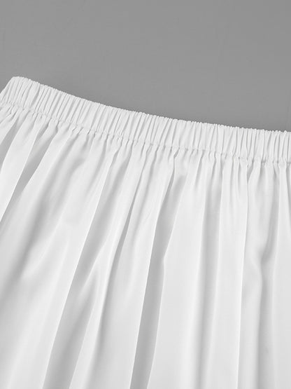 Jupe à taille élastique et poches blanche pour femme – vue 8