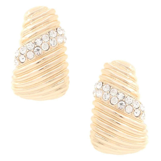Lined Crystal Metal Earring - Premium  - Shop now at Oléna-Fashion
