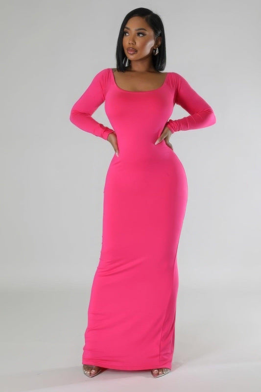 Long Sleeves Stretch Dress - Premium  - Shop now at Oléna-Fashion