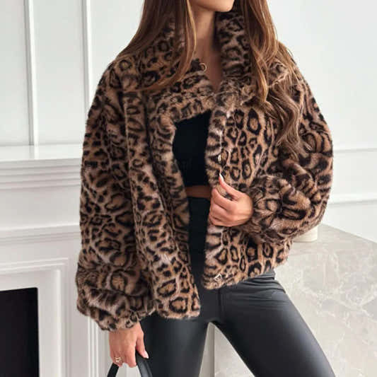 Manteau imprimé léopard femme, coupe ample et simple boutonnage – vue 1