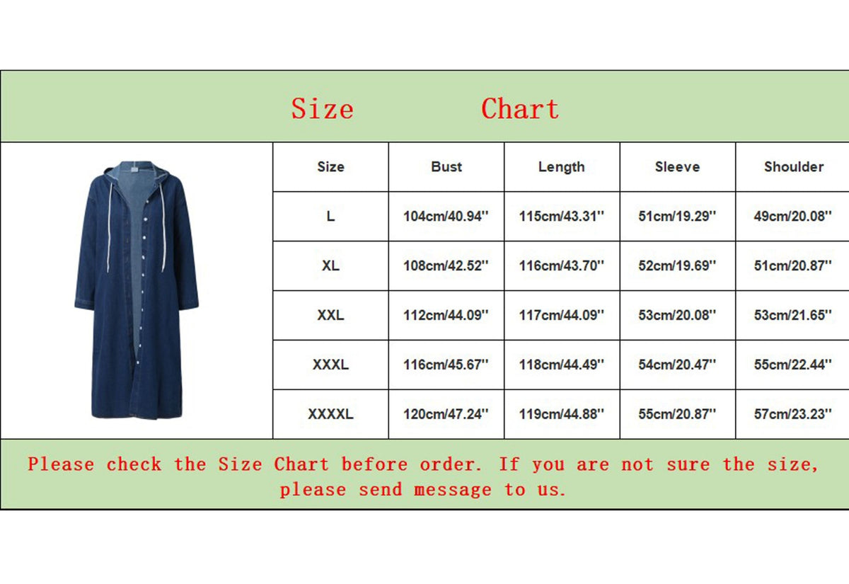 Manteau long en jean à capuche pour femme – vue 6