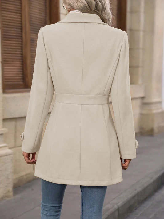 Manteau mi-long en laine pour femme, col rabattu – vue 2