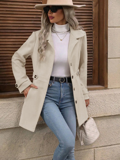 Manteau mi-long en laine pour femme, col rabattu – vue 3