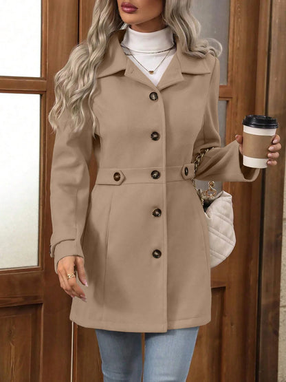 Manteau mi-long en laine pour femme, col rabattu – vue 9