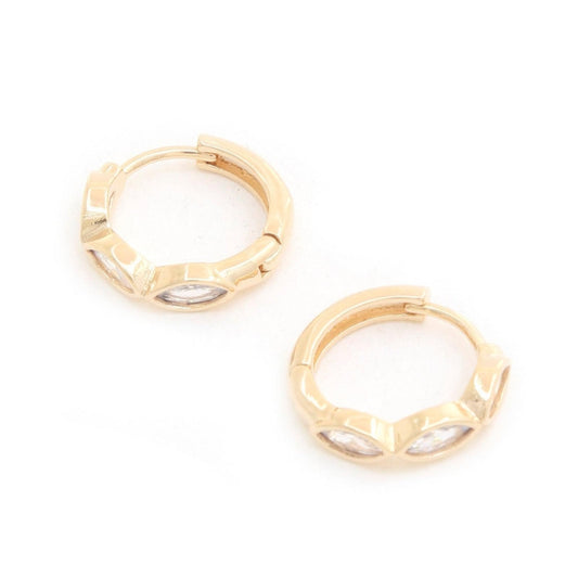 Marquise Cz 14k Gold Dipped Huggie Earring - Premium  - Shop now at Oléna-Fashion