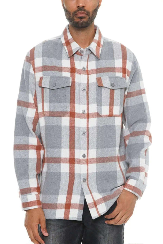 Men's Checkered Soft Flannel Shacket - Premium  - Shop now at Oléna-Fashion
