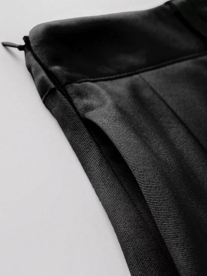Mini jupe plissée à zip noire pour femme – vue 5