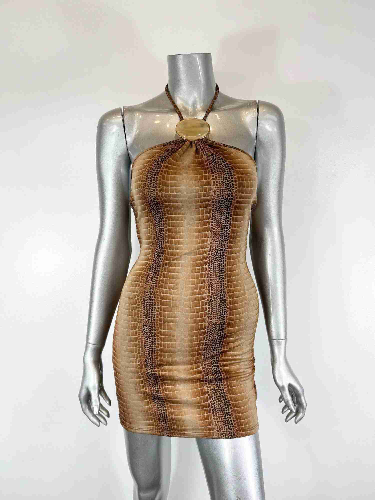 Mini Robe Python Col Montant – Élégance Audacieuse Soirée Oléna-Fashion