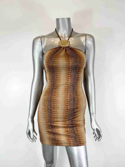 Mini Robe Python Col Montant – Élégance Audacieuse Soirée Oléna-Fashion